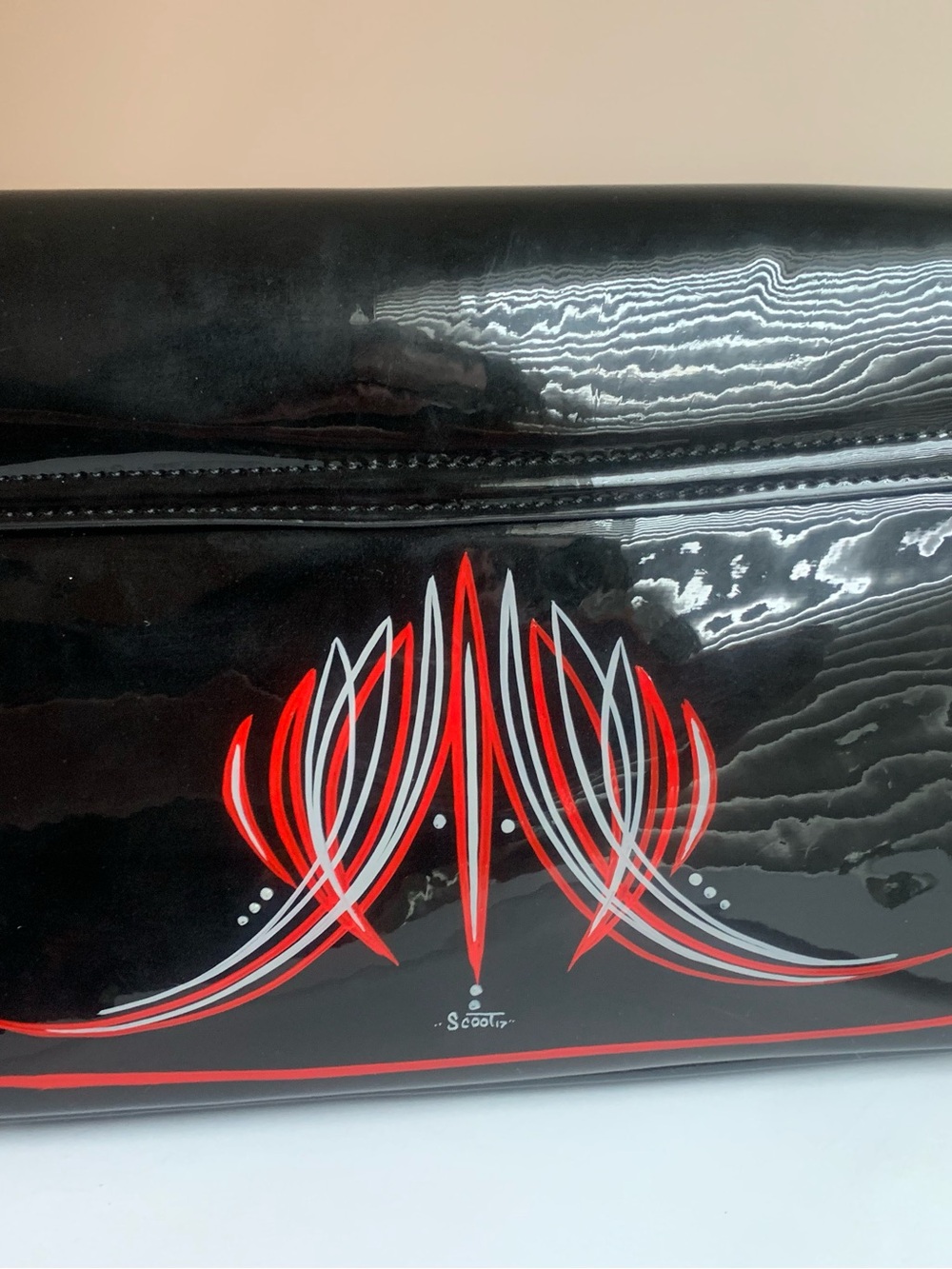 Sourpuss Bat Wing Purse – Hand Pinstriped One-of-a-Kind Custom Piece - Picture 3 of 8
